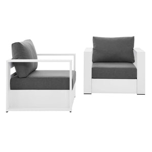 Modway Furniture Tahoe 2-Piece Outdoor Patio Armchair Set - Durable Powder-Coated Aluminum for Stylish Relaxation White Charcoal EEI-5751-WHI-CHA