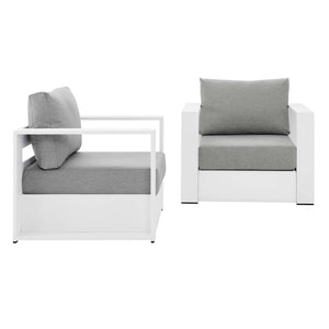 Modway Furniture Tahoe 2-Piece Outdoor Patio Armchair Set - Durable Powder-Coated Aluminum for Stylish Relaxation White Gray EEI-5751-WHI-GRY
