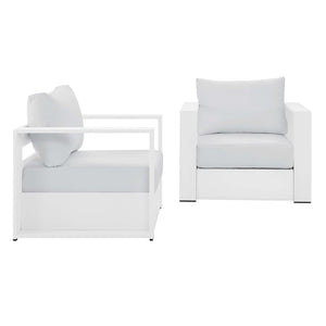 Modway Furniture Tahoe 2-Piece Outdoor Patio Armchair Set - Durable Powder-Coated Aluminum for Stylish Relaxation White White EEI-5751-WHI-WHI