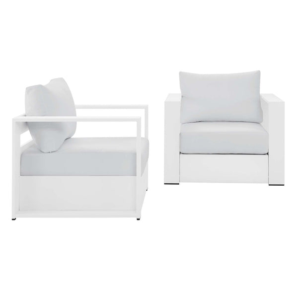 Modway Furniture Tahoe 2-Piece Outdoor Patio Armchair Set - Durable Powder-Coated Aluminum for Stylish Relaxation White White EEI-5751-WHI-WHI