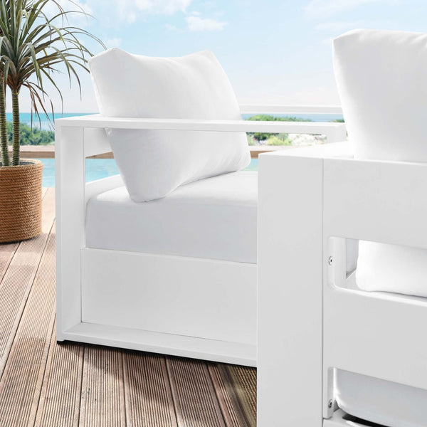 Modway Furniture Tahoe 2-Piece Outdoor Patio Armchair Set - Durable Powder-Coated Aluminum for Stylish Relaxation White White EEI-5751-WHI-WHI