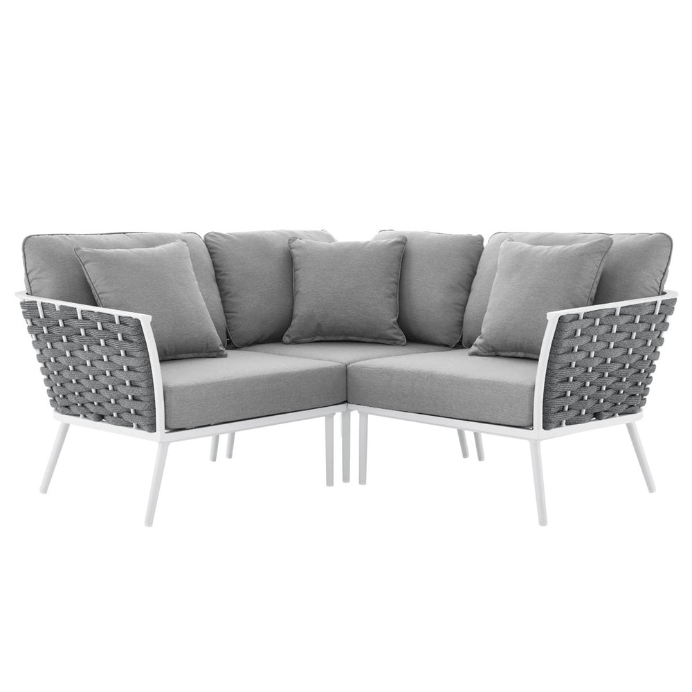 Modway Furniture Stance Outdoor Patio Sectional Sofa - Modular Aluminum Design with Water-Resistant Cushions EEI-5752-WHI-GRY