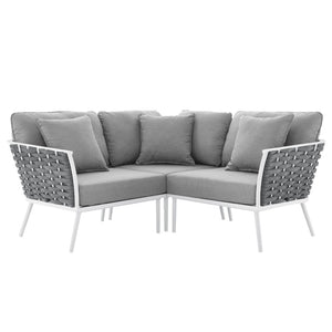 Modway Furniture Stance Outdoor Patio Sectional Sofa - Modular Aluminum Design with Water-Resistant Cushions EEI-5752-WHI-GRY