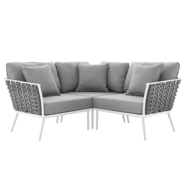Modway Furniture Stance Outdoor Patio Sectional Sofa - Modular Aluminum Design with Water-Resistant Cushions EEI-5752-WHI-GRY