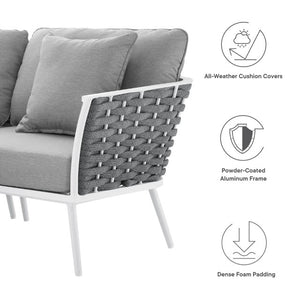 Modway Furniture Stance Outdoor Patio Sectional Sofa - Modular Aluminum Design with Water-Resistant Cushions EEI-5752-WHI-GRY