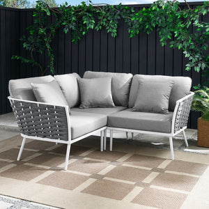 Modway Furniture Stance Outdoor Patio Sectional Sofa - Modular Aluminum Design with Water-Resistant Cushions EEI-5752-WHI-GRY