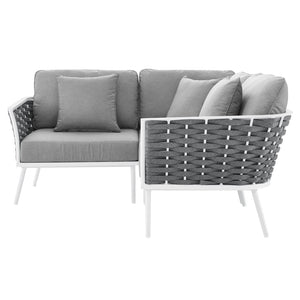 Modway Furniture Stance Outdoor Patio Sectional Sofa - Modular Aluminum Design with Water-Resistant Cushions EEI-5752-WHI-GRY
