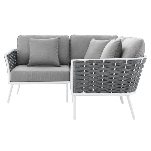 Modway Furniture Stance Outdoor Patio Sectional Sofa - Modular Aluminum Design with Water-Resistant Cushions EEI-5752-WHI-GRY