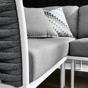 Modway Furniture Stance Outdoor Patio Sectional Sofa Set - Modular Aluminum, Water-Resistant Cushions & Stability EEI-5753-WHI-GRY