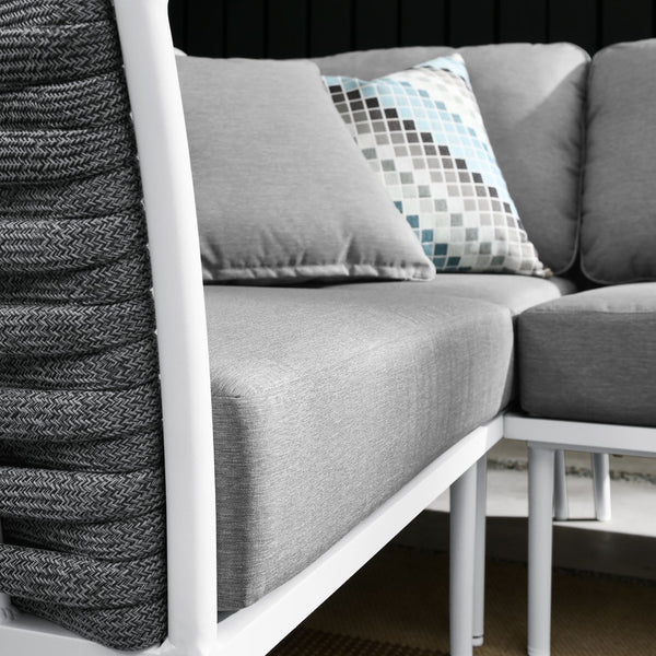 Modway Furniture Stance Outdoor Patio Sectional Sofa Set - Modular Aluminum, Water-Resistant Cushions & Stability EEI-5753-WHI-GRY