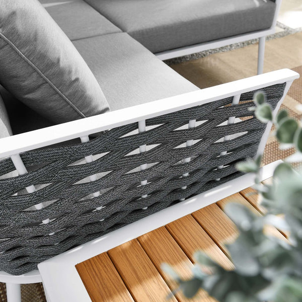 Modway Furniture Stance 4-Piece Modular Outdoor Sectional Sofa Set with Water-Resistant Cushions - Stylish Comfort EEI-5755-WHI-GRY