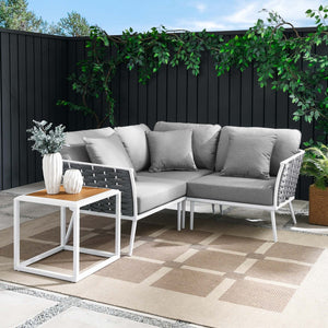 Modway Furniture Stance 4-Piece Modular Outdoor Sectional Sofa Set with Water-Resistant Cushions - Stylish Comfort EEI-5755-WHI-GRY