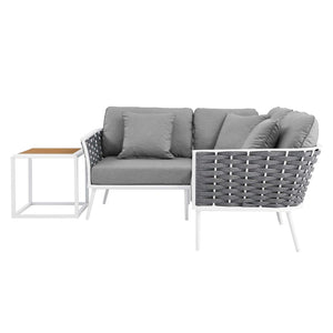 Modway Furniture Stance 4-Piece Modular Outdoor Sectional Sofa Set with Water-Resistant Cushions - Stylish Comfort EEI-5755-WHI-GRY