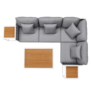 Modway Furniture Stance 7-Piece Modular Outdoor Sectional Sofa Set - Durable Aluminum, Weather-Resistant Cushions EEI-5756-WHI-GRY