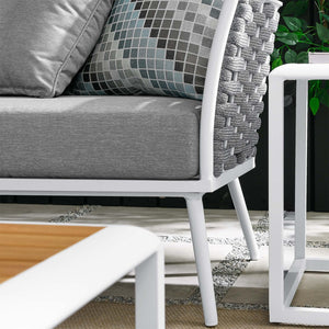 Modway Furniture Stance 8-Piece Modular Outdoor Patio Sectional Sofa Set – Weather-Resistant Comfort & Style EEI-5757-WHI-GRY