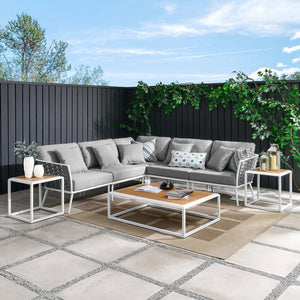 Modway Furniture Stance 8-Piece Modular Outdoor Patio Sectional Sofa Set – Weather-Resistant Comfort & Style EEI-5757-WHI-GRY