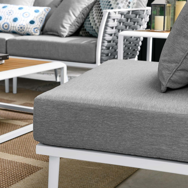 Modway Furniture Stance 9-Piece Aluminum Outdoor Sectional Sofa Set - Modern, Durable, Low-Maintenance Comfort EEI-5758-WHI-GRY