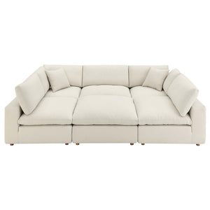 Modway Furniture Commix Six Piece Modular Sectional Sofa with Down Filled Linen Texture Cushions EEI-5761-LBG