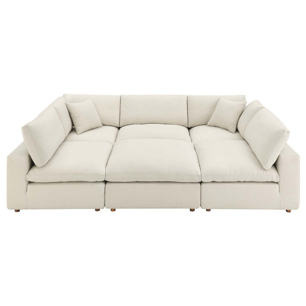 Modway Furniture Commix Six Piece Modular Sectional Sofa with Down Filled Linen Texture Cushions EEI-5761-LBG