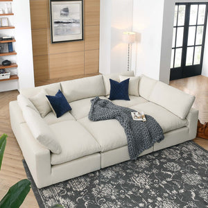 Modway Furniture Commix Six Piece Modular Sectional Sofa with Down Filled Linen Texture Cushions EEI-5761-LBG