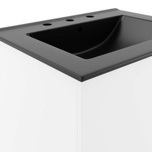 Modway Furniture Vitality 24" Wall-Mount Bathroom Vanity with Integrated Sink - Modern Design for Stylish Spaces White Black EEI-5782-WHI-BLK