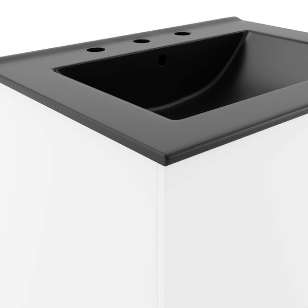 Modway Furniture Vitality 24" Wall-Mount Bathroom Vanity with Integrated Sink - Modern Design for Stylish Spaces White Black EEI-5782-WHI-BLK