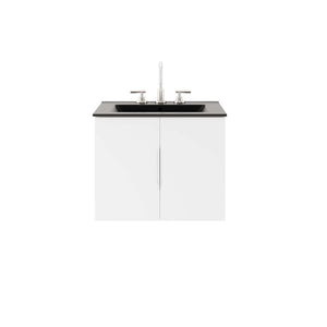 Modway Furniture Vitality 24" Wall-Mount Bathroom Vanity with Integrated Sink - Modern Design for Stylish Spaces White Black EEI-5782-WHI-BLK