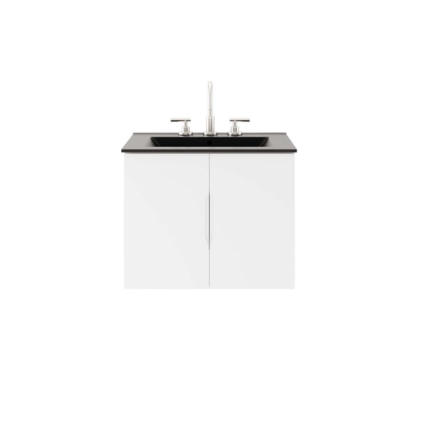 Modway Furniture Vitality 24" Wall-Mount Bathroom Vanity with Integrated Sink - Modern Design for Stylish Spaces White Black EEI-5782-WHI-BLK