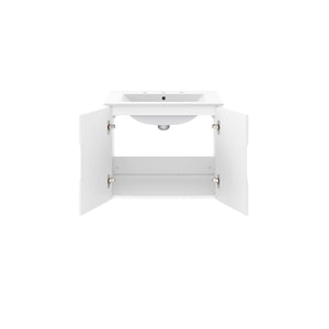 Modway Furniture Vitality 24" Wall-Mount Bathroom Vanity with Integrated Sink - Modern Design for Stylish Spaces White White EEI-5782-WHI-WHI
