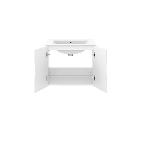 Modway Furniture Vitality 24" Wall-Mount Bathroom Vanity with Integrated Sink - Modern Design for Stylish Spaces White White EEI-5782-WHI-WHI