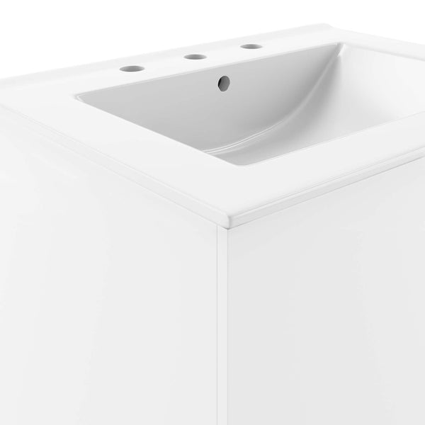 Modway Furniture Vitality 24" Wall-Mount Bathroom Vanity with Integrated Sink - Modern Design for Stylish Spaces White White EEI-5782-WHI-WHI