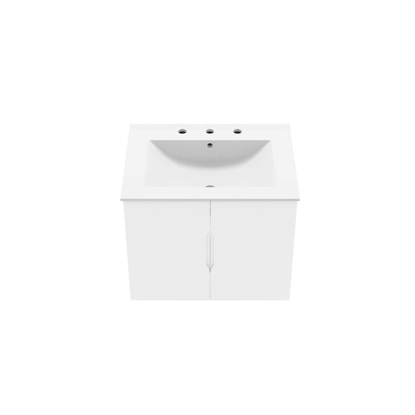 Modway Furniture Vitality 24" Wall-Mount Bathroom Vanity with Integrated Sink - Modern Design for Stylish Spaces White White EEI-5782-WHI-WHI