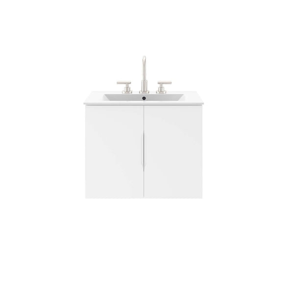 Modway Furniture Vitality 24" Wall-Mount Bathroom Vanity with Integrated Sink - Modern Design for Stylish Spaces White White EEI-5782-WHI-WHI
