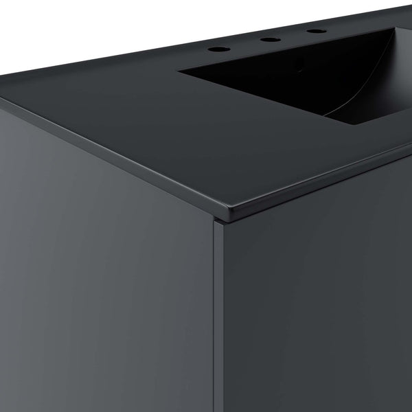 Modway Furniture Vitality 36” Wall-Mount Bathroom Vanity with Integrated Sink - Modern Storage & Clean Design Gray Black EEI-5783-GRY-BLK