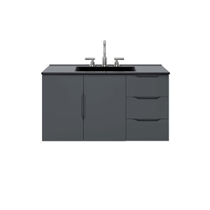 Modway Furniture Vitality 36” Wall-Mount Bathroom Vanity with Integrated Sink - Modern Storage & Clean Design Gray Black EEI-5783-GRY-BLK