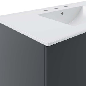 Modway Furniture Vitality 36” Wall-Mount Bathroom Vanity with Integrated Sink - Modern Storage & Clean Design Gray White EEI-5783-GRY-WHI