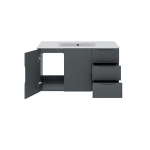 Modway Furniture Vitality 36” Wall-Mount Bathroom Vanity with Integrated Sink - Modern Storage & Clean Design Gray White EEI-5783-GRY-WHI