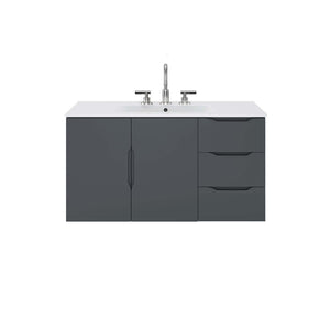 Modway Furniture Vitality 36” Wall-Mount Bathroom Vanity with Integrated Sink - Modern Storage & Clean Design Gray White EEI-5783-GRY-WHI