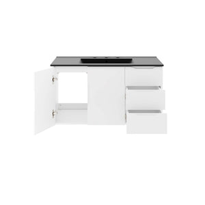 Modway Furniture Vitality 36” Wall-Mount Bathroom Vanity with Integrated Sink - Modern Storage & Clean Design White Black EEI-5783-WHI-BLK