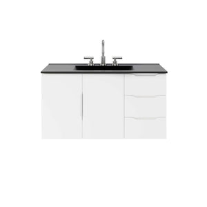 Modway Furniture Vitality 36” Wall-Mount Bathroom Vanity with Integrated Sink - Modern Storage & Clean Design White Black EEI-5783-WHI-BLK