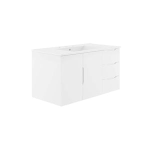 Modway Furniture Vitality 36” Wall-Mount Bathroom Vanity with Integrated Sink - Modern Storage & Clean Design White White EEI-5783-WHI-WHI