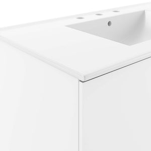 Modway Furniture Vitality 36” Wall-Mount Bathroom Vanity with Integrated Sink - Modern Storage & Clean Design White White EEI-5783-WHI-WHI