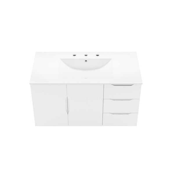 Modway Furniture Vitality 36” Wall-Mount Bathroom Vanity with Integrated Sink - Modern Storage & Clean Design White White EEI-5783-WHI-WHI
