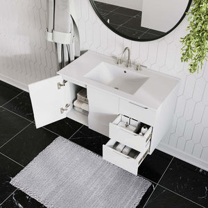 Modway Furniture Vitality 36” Wall-Mount Bathroom Vanity with Integrated Sink - Modern Storage & Clean Design White White EEI-5783-WHI-WHI