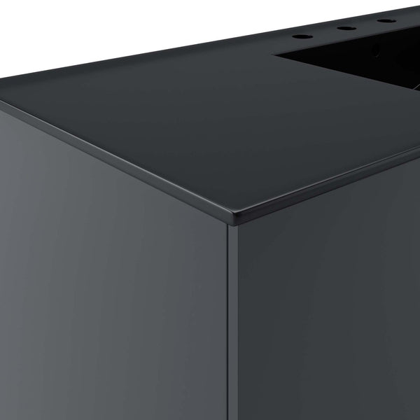 Modway Furniture Vitality 48" Single Sink Bathroom Vanity - Modern Wall-Mounted Design with Spacious Storage Solutions Gray Black EEI-5784-GRY-BLK