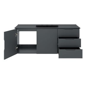 Modway Furniture Vitality 48" Single Sink Bathroom Vanity - Modern Wall-Mounted Design with Spacious Storage Solutions Gray Black EEI-5784-GRY-BLK