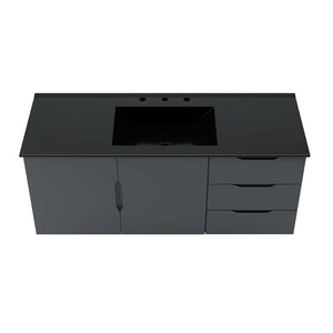 Modway Furniture Vitality 48" Single Sink Bathroom Vanity - Modern Wall-Mounted Design with Spacious Storage Solutions Gray Black EEI-5784-GRY-BLK