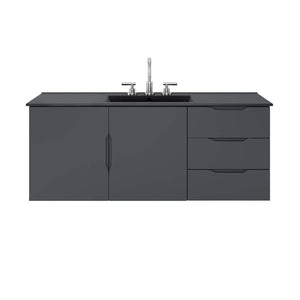 Modway Furniture Vitality 48" Single Sink Bathroom Vanity - Modern Wall-Mounted Design with Spacious Storage Solutions Gray Black EEI-5784-GRY-BLK