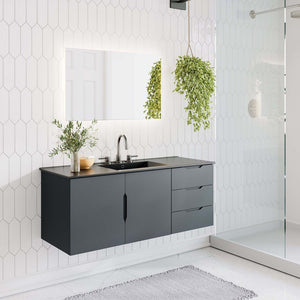Modway Furniture Vitality 48" Single Sink Bathroom Vanity - Modern Wall-Mounted Design with Spacious Storage Solutions Gray Black EEI-5784-GRY-BLK