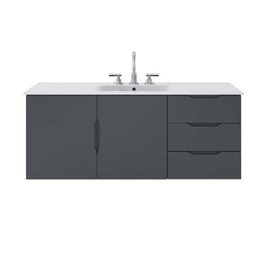 Modway Furniture Vitality 48" Single Sink Bathroom Vanity - Modern Wall-Mounted Design with Spacious Storage Solutions Gray White EEI-5784-GRY-WHI